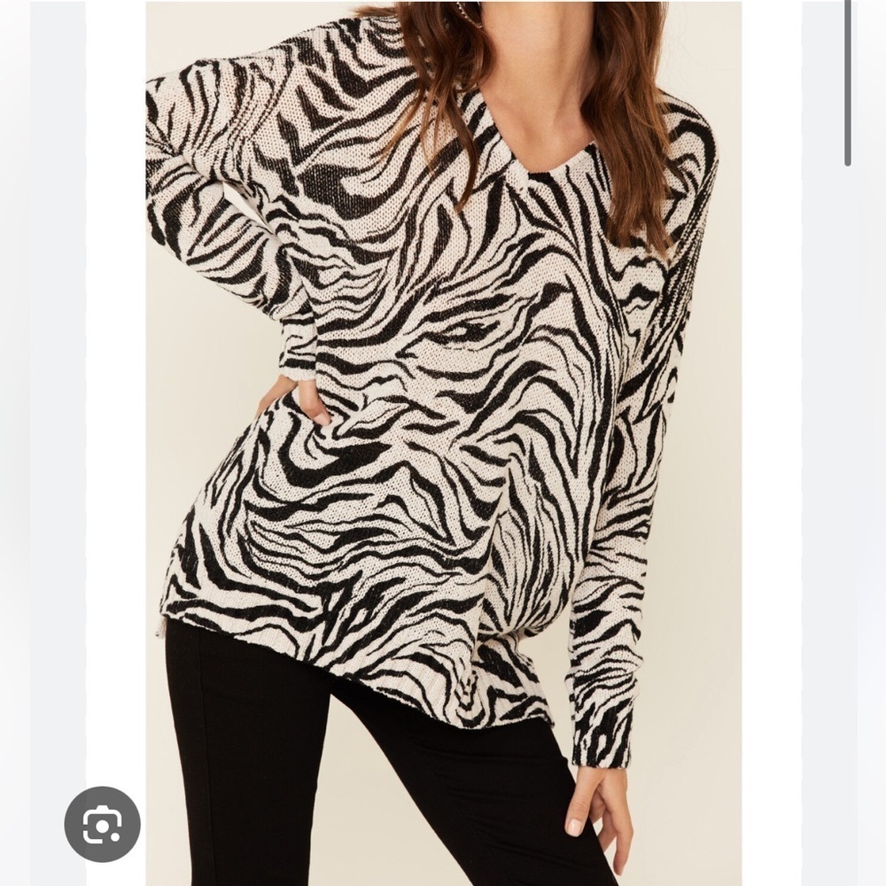 Show Me Your Mumu Zebra Knit Hug Me Sweater
